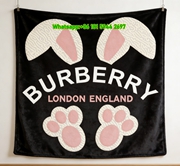 Burberry Bunny Ears Paw Flannel Sofa Throw Blanket for Wall Decor B052